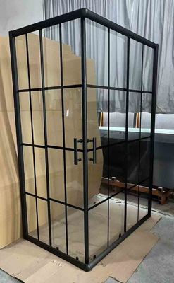 5/6mm Size Glass Square Shower Enclosures with Black Stripes Frame for Modern Bathroom